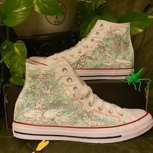 One of a kind hand penned Converse mens size 9 ladies 11